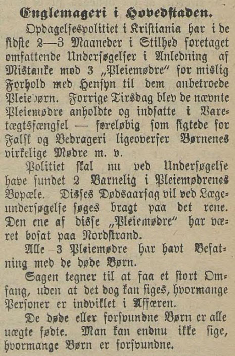 «Englemageri i Hovedstaden», Flekkefjordposten, 11.12.1900, Nasjonalbiblioteket